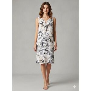 Calvin Klein Floral Scuba Sheath Dress Sz XL Sleeveless Poppy Stretch Career NEW